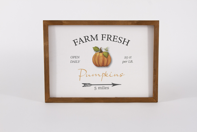 Wandbild Holz Farm Fresh Pumpkins