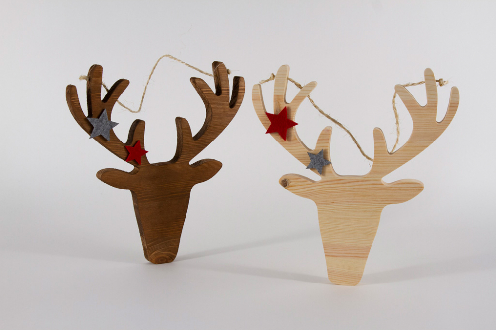 Hirschkopf aus Holz 28 cm