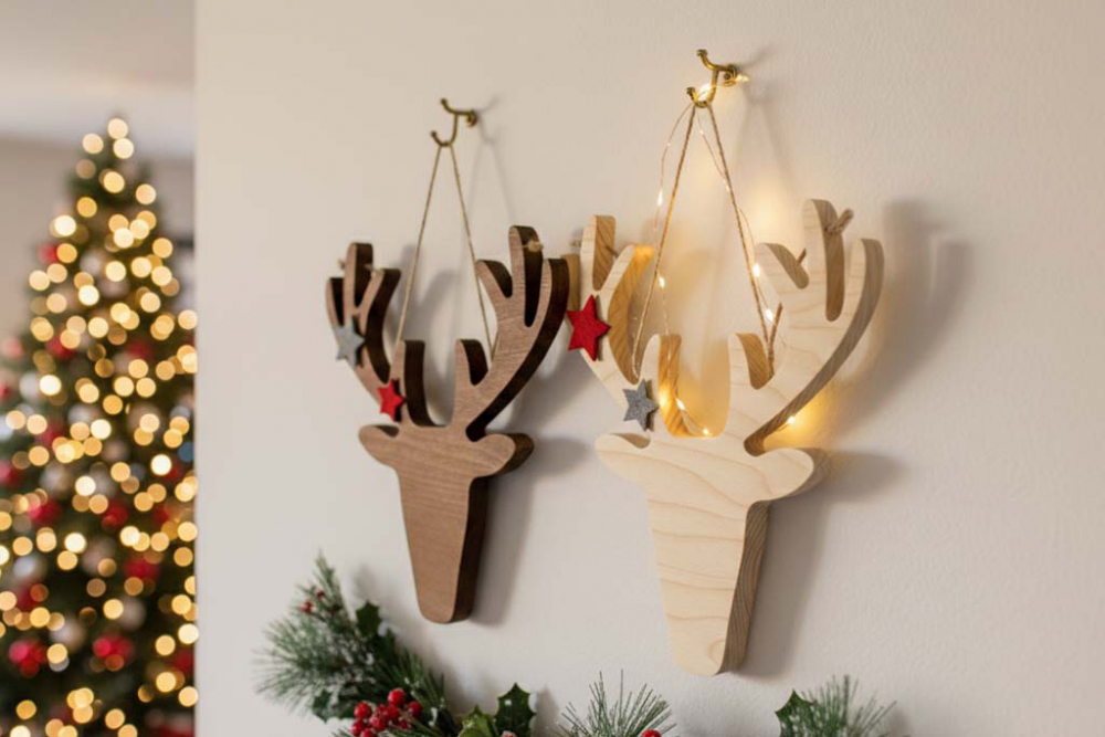 Hirschkopf aus Holz 28 cm