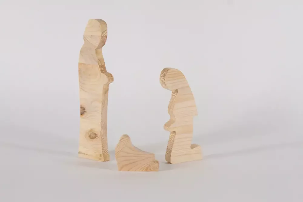 Minimalistische Krippenfiguren XL aus Kiefernholz – hochwertiges Krippenset mit klarer Formensprache für Ihre Weihnachtsdeko