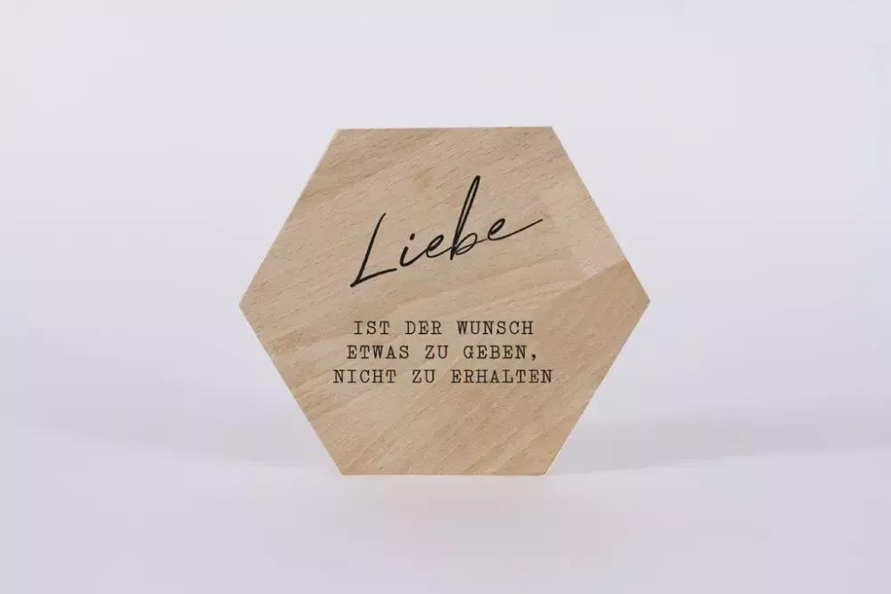 Holzbild Liebe ist der Wunsch 15cm Buche