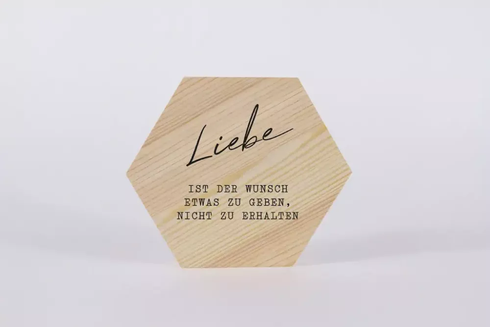 Holzbild Liebe ist der Wunsch 15cm Kiefer