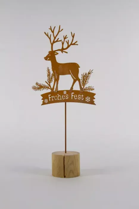 Dekorative Wintervögel aus Metall mit Holzsockel – Rost Deko für Weihnachten