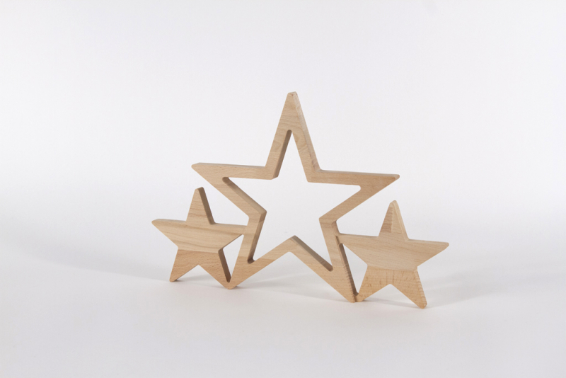 Sterne aus Holz Buche
