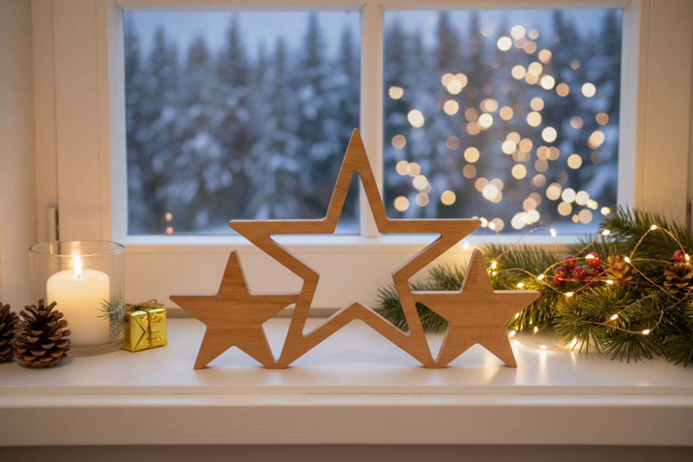 Sterne aus Buchenholz – elegante Weihnachtsdekoration für Ihr Zuhause