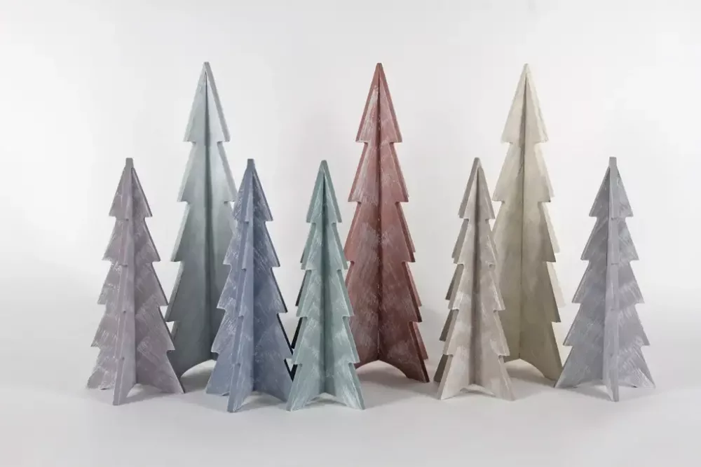 Tannenbaum aus Holz zum Stecken – 25 cm hohe Shabby Chic Weihnachtsdeko in Pflaume