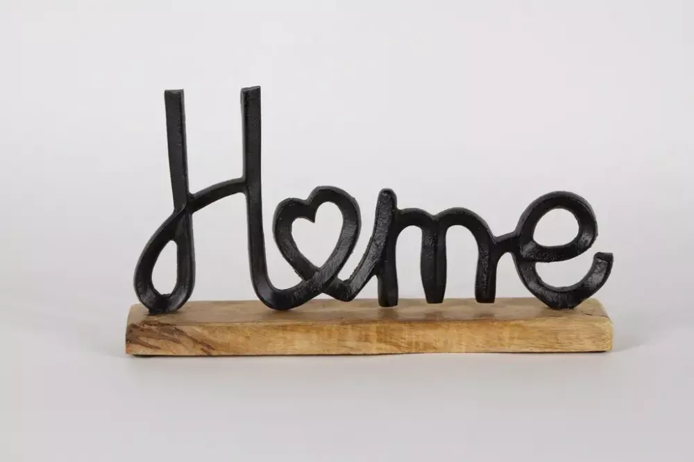 Moderner Schriftzug Home aus schwarzem Metall