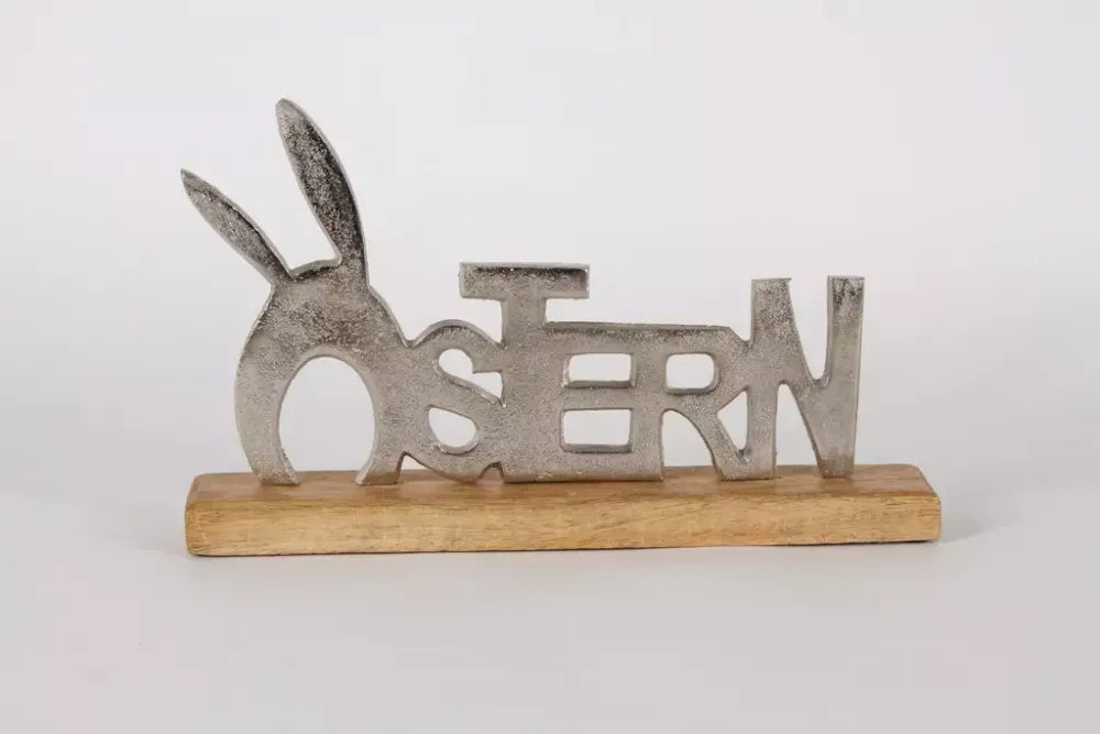 Schriftzug Ostern aus Metall silber