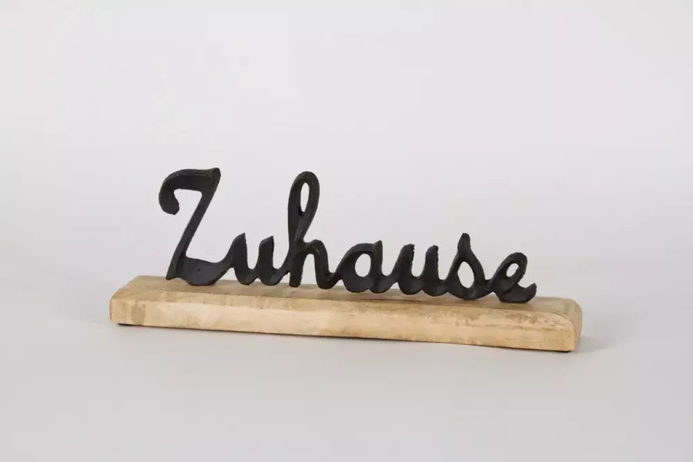 Dekorativer Schriftzug Zuhause Metall schwarz für Eingangsbereich