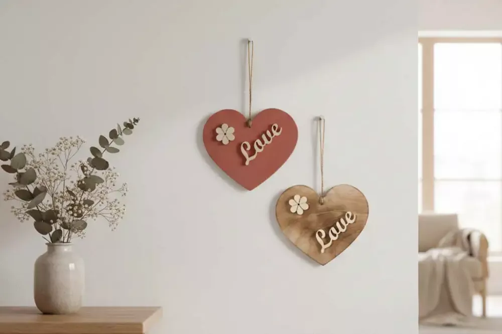 Wandhänger Herz Love natur