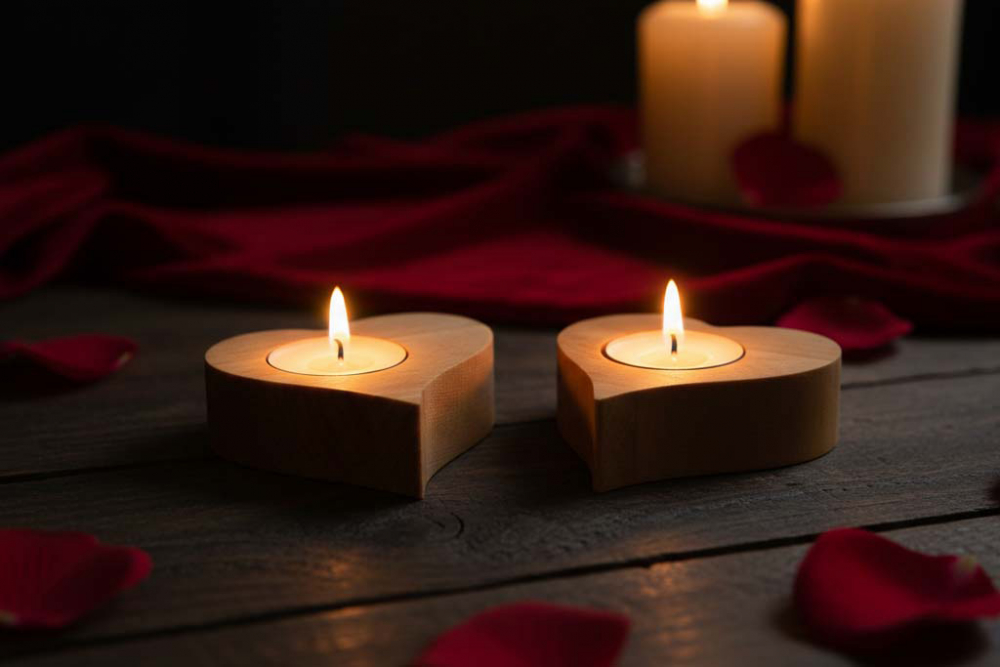 Teelichthalter Buche 2er Set Herz: Diese Herz-Teelichthalter aus natürlichem Buchenholz schaffen eine warme, romantische Atmosphäre. Perfekt als Tischdeko oder Geschenkidee. Jetzt online bestellen & Zuhause verschönern!