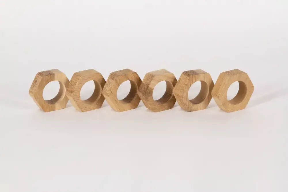 Serviettenring Holz Eiche Hexagon