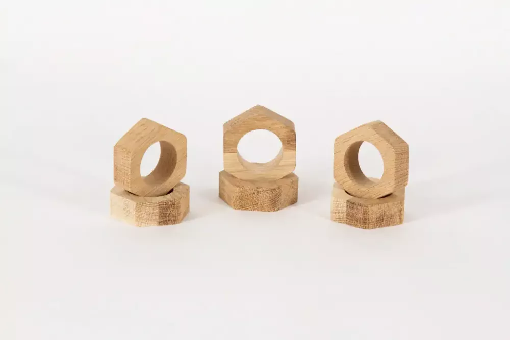 Serviettenring Holz Eiche Hexagon