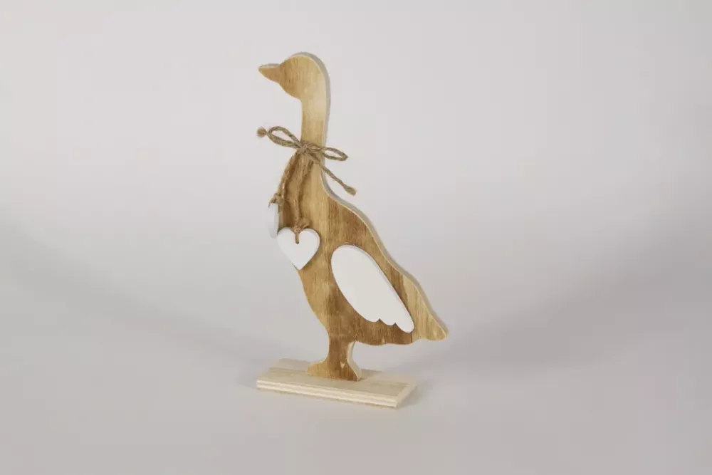 Natürliche Dekofigur: Gans aus Holz – ideale Geschenkidee für Frühlingsfreunde.