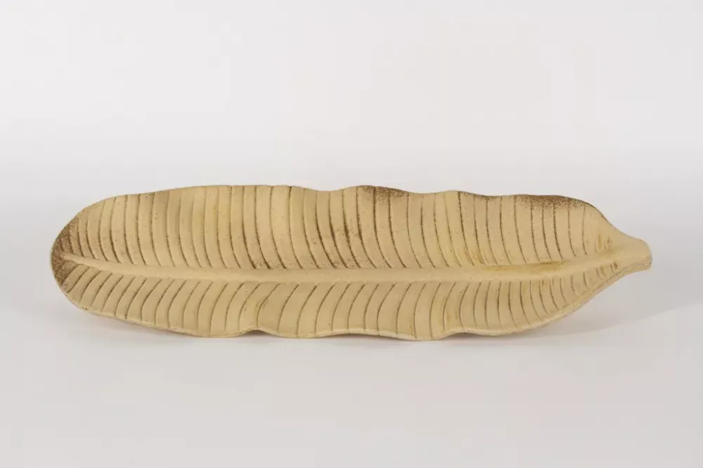 Natürliche Holzschale in Blattform – dekorative Holzschale aus Holz natur