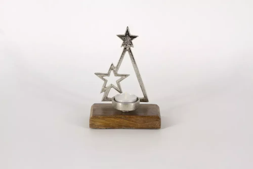 Teelichthalter Tannenbaum aus Metall Stern