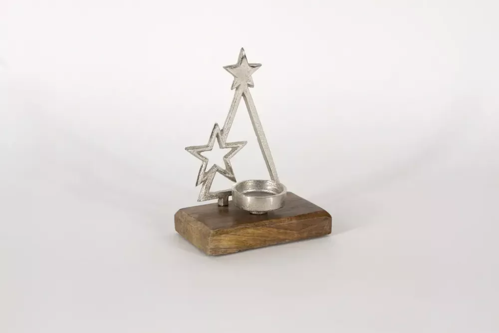 Teelichthalter Tannenbaum aus Metall Stern