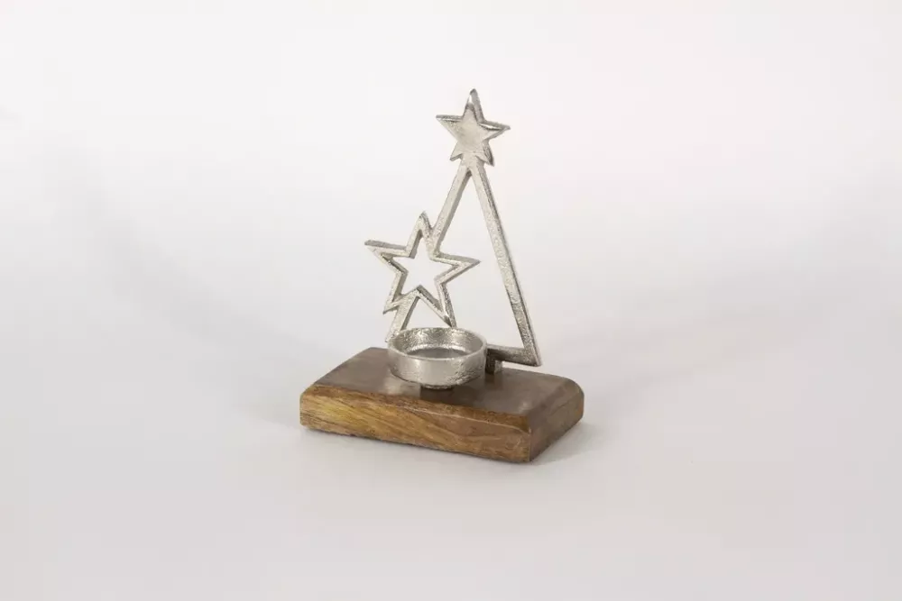 Teelichthalter Tannenbaum aus Metall Stern