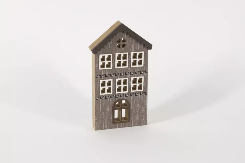 Haus aus MDF-Holz Braun 20 cm – Dekoratives Wohnaccessoire