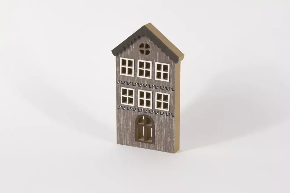 Haus aus MDF-Holz Braun 20 cm – Dekoratives Wohnaccessoire
