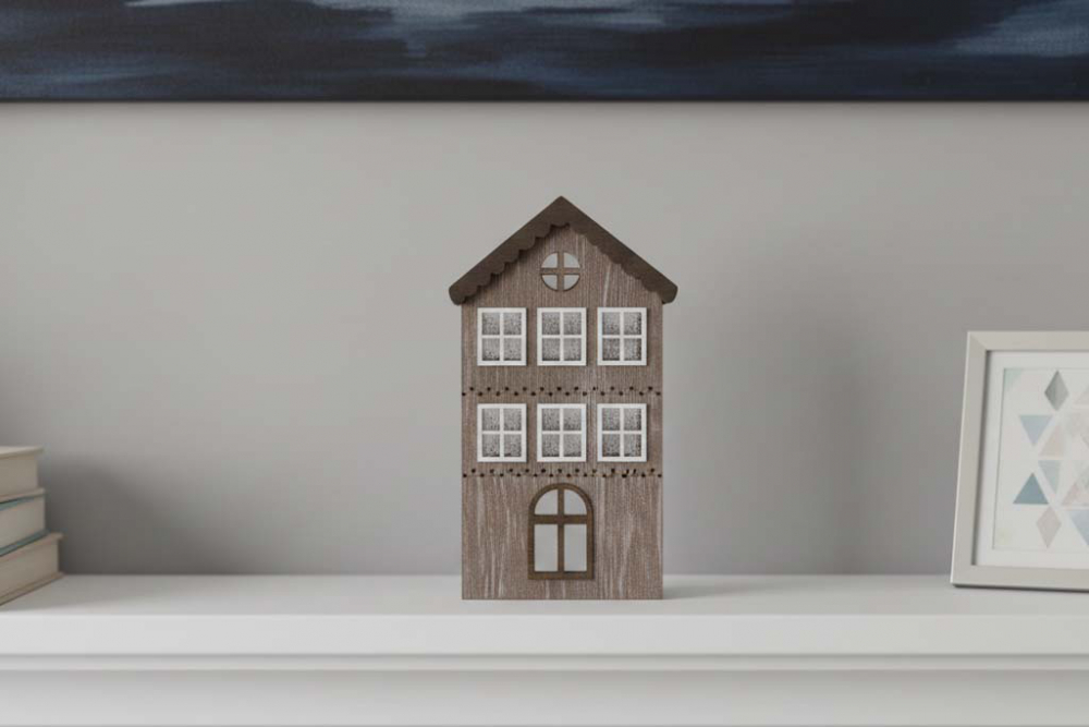 Haus aus Holz MDF braun - 20 cm