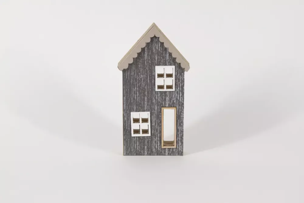 Haus aus Holz MDF grau 20 cm
