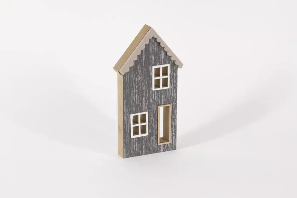Haus aus Holz MDF grau 20 cm