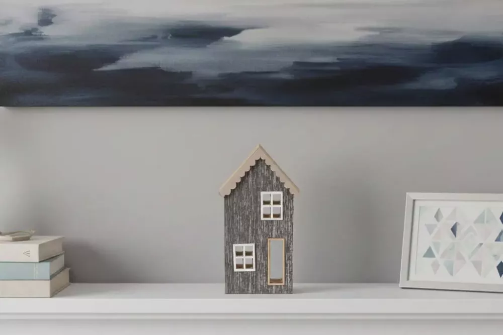 Haus aus Holz MDF grau 20 cm