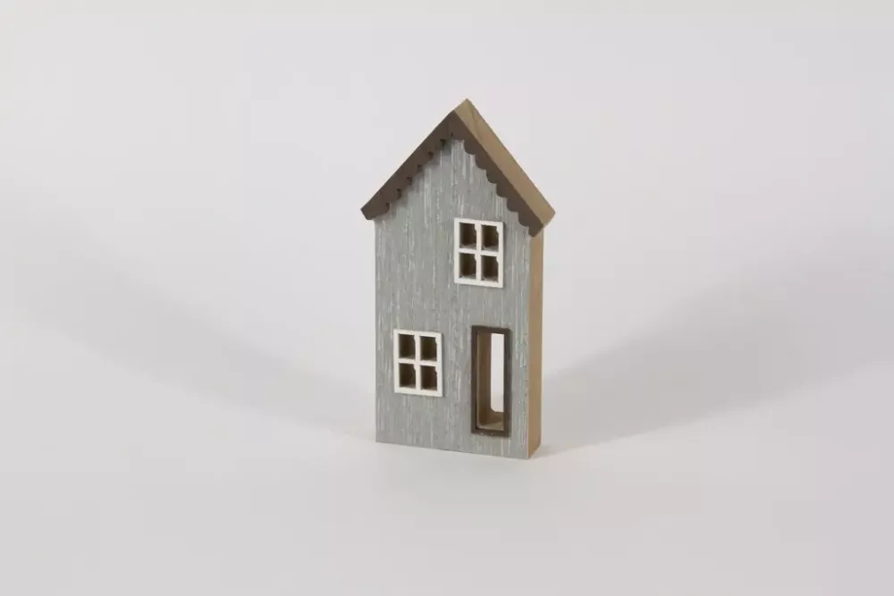 Dekoratives MDF‑Holzhaus 15 cm Hellgrau für moderne Einrichtung