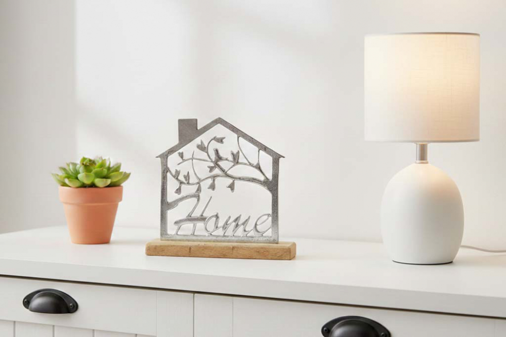 Dekoratives Metallhaus mit Schriftzug Home für Zuhause