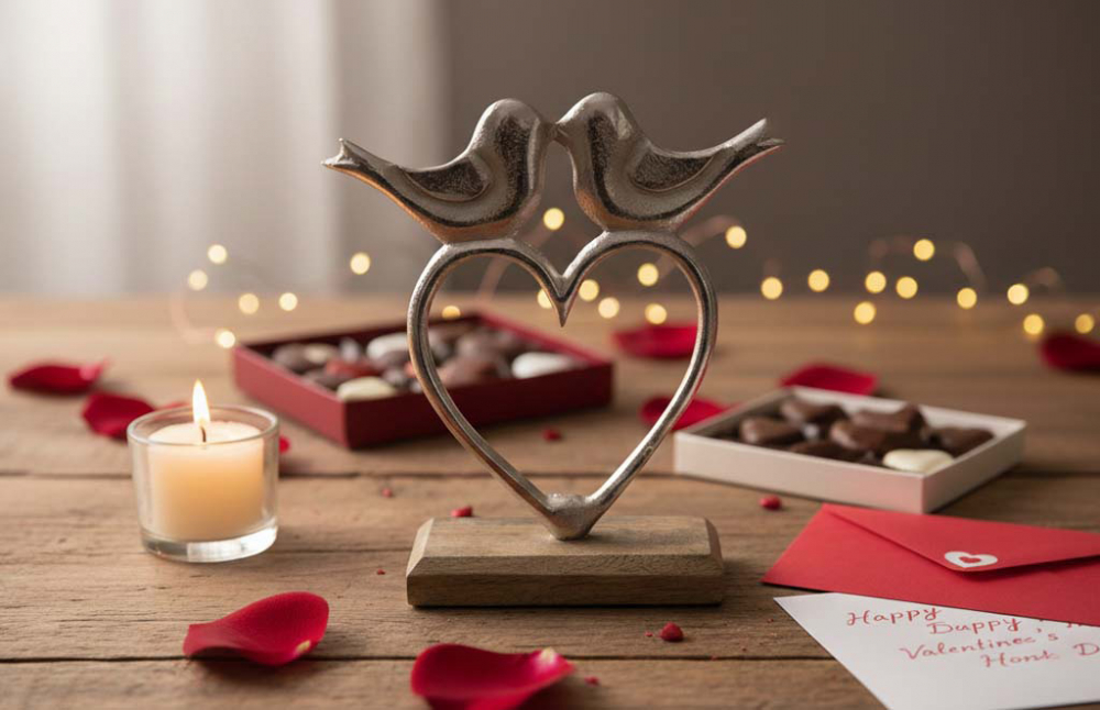 Herz aus Metall mit Vogel