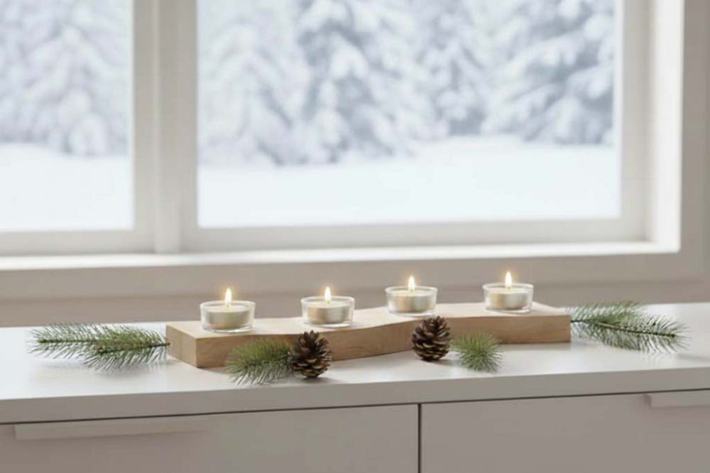 Teelichthalter aus Holz mit geschwungenem Design – stilvolle Kerzendeko
