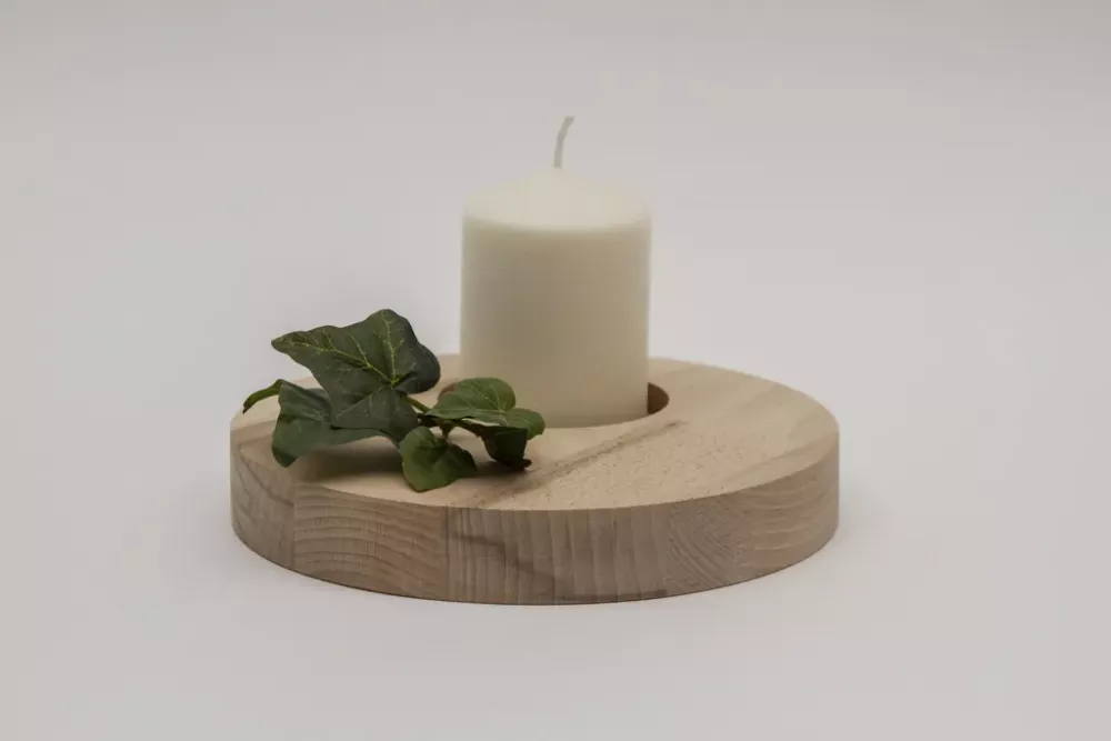 Kerzenbrett aus Holz Buche 18 cm – natürliche Tischdeko