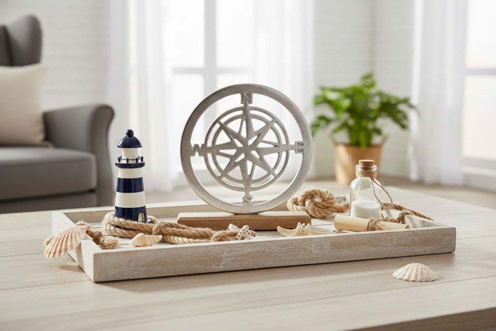 Windrose auf Mangoholz Sockel