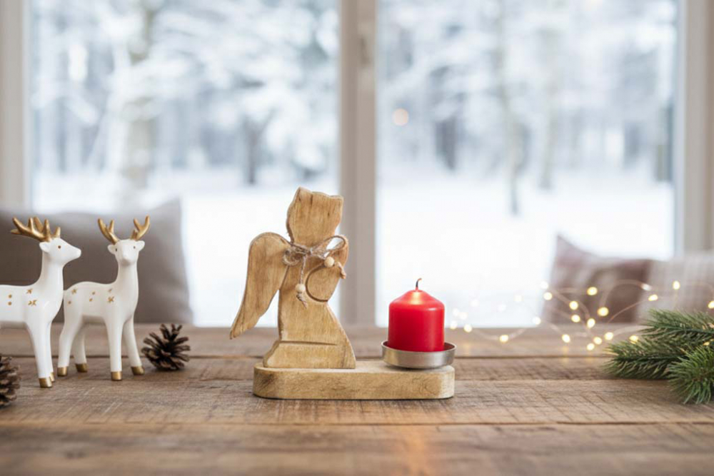 Kerzenhalter Engel aus Holz