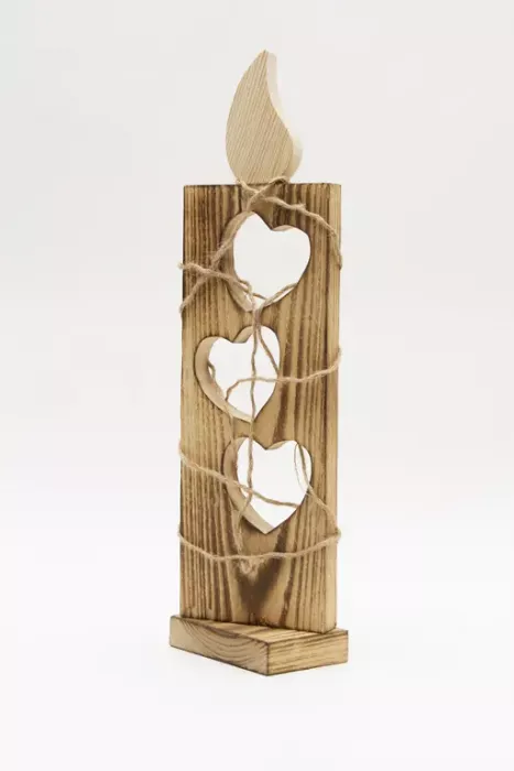 Holzkerze Herz LED - Altholz