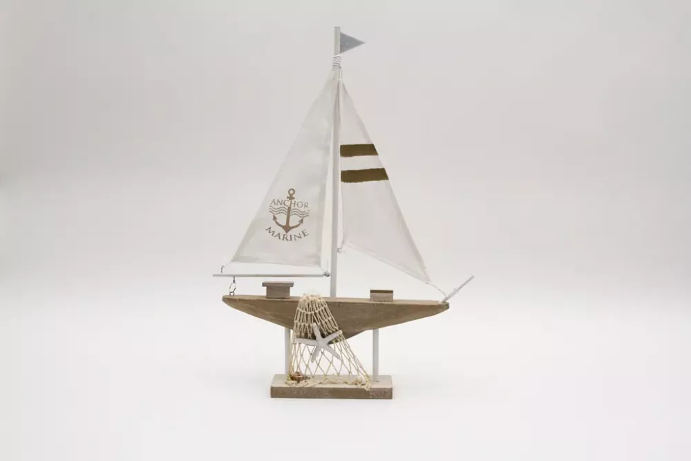 Segelboot aus Holz & Leinen natur – maritime Deko jetzt entdecken