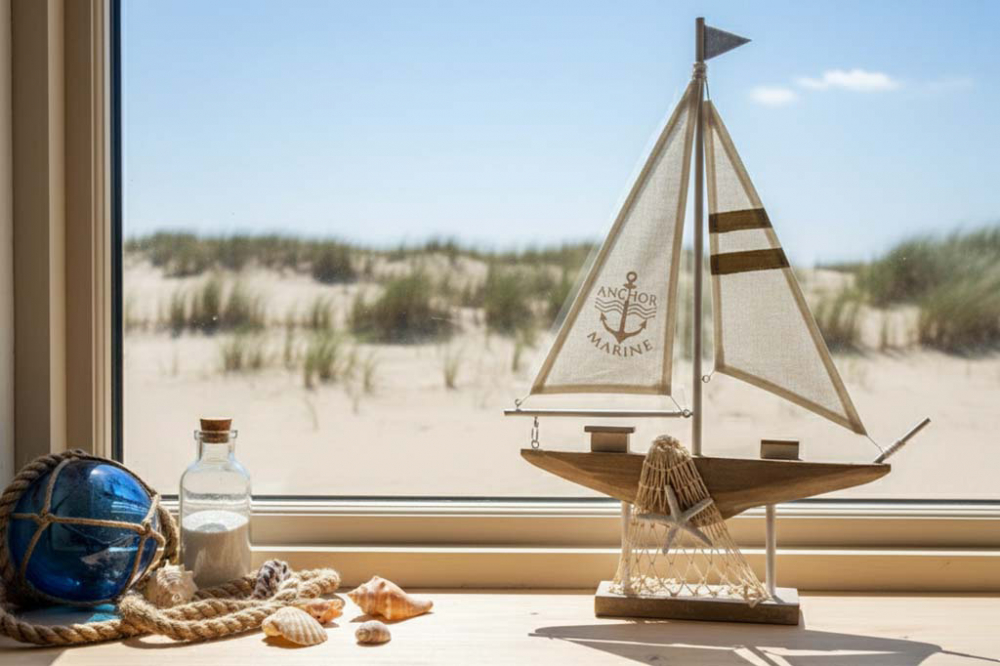 Segelboot aus Holz & Leinen natur – maritime Deko jetzt entdecken