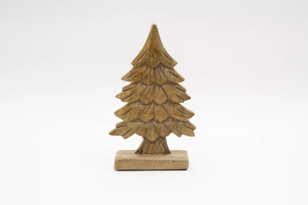 Tannenbaum aus Mangoholz – 27 cm hohe Weihnachtsdeko für festliche Atmosphäre