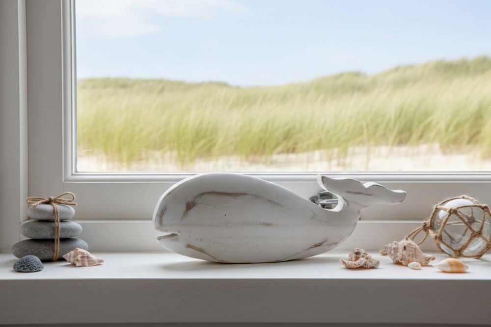 Wal aus weiß lackiertem Holz – maritime Deko jetzt online bestellen