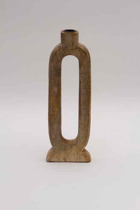 Hoher Kerzenständer aus Mangoholz mit ovaler Aussparung – jetzt online kaufen