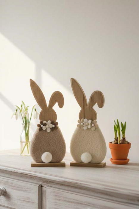 Osterhase Plüsch Bauch weiß dekorativ – Osterdeko für Zuhause