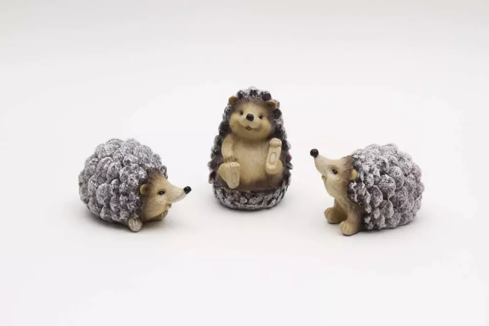 Igel Deko Set mit drei Tierfiguren in natürlicher Optik – jetzt entdecken