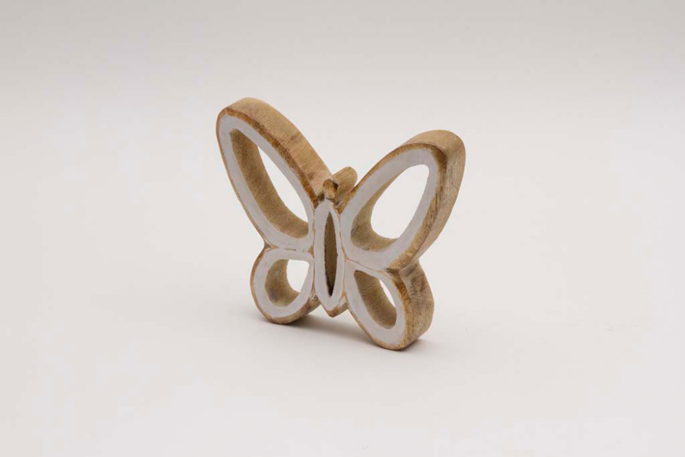 Dekorativer Schmetterling aus Holz in Weiß als Geschenkidee – jetzt bestellen