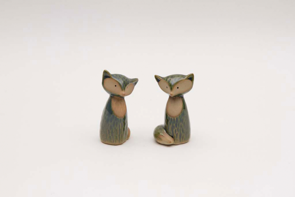 Fuchs Deko aus Steingut im grünen 2er Set – jetzt online kaufen