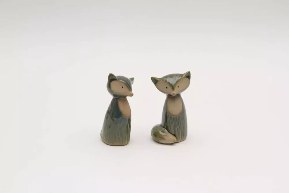Grünes Fuchs Figuren Set aus Steingut als Geschenkidee – jetzt bestellen