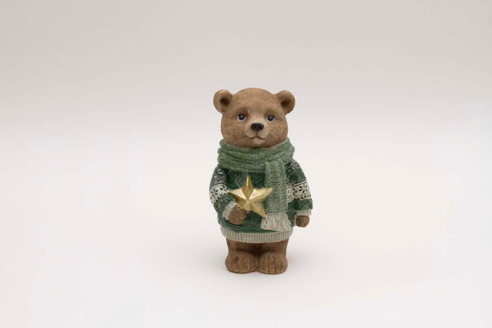 Winterliche Weihnachtsdeko Bär mit goldenem Stern – ideal als Geschenk, jetzt bestellen