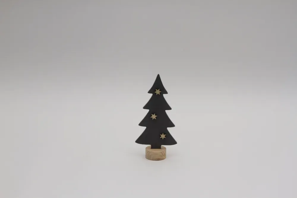 Weihnachtlicher Deko Tannenbaume aus Holz mit Sternen Anthrazit