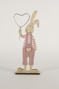 Hase aus Holz mit Herz - rosa